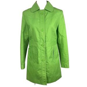 GNW Cotton Faced Lime‎ Green Trench Coat Women’s Size M